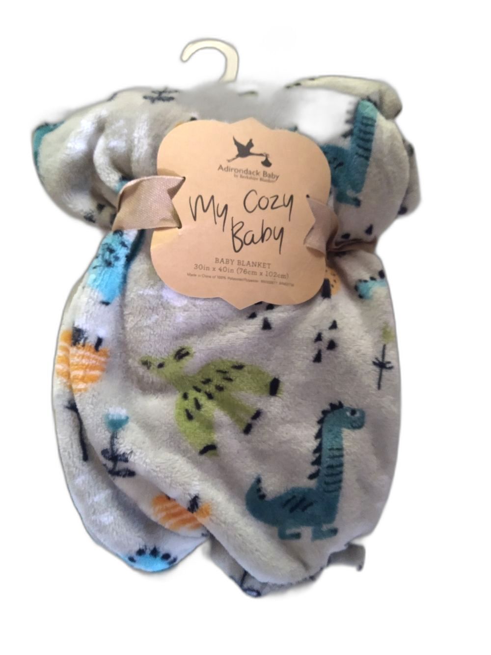 Adirondack Baby Berkshire Blanket My Cozy Baby Light Gray Dinosaur Baby Blanket